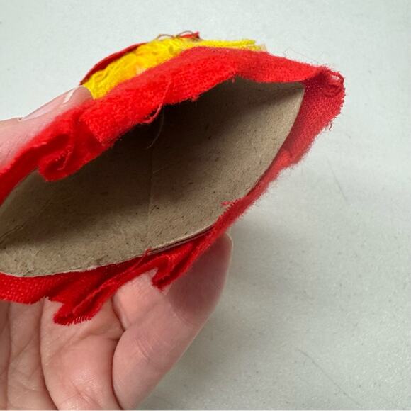 Vintage Red Dress Girl Ornament Holding Noel Sign Christmas Holiday Taiwan 70s - Picture 6 of 9